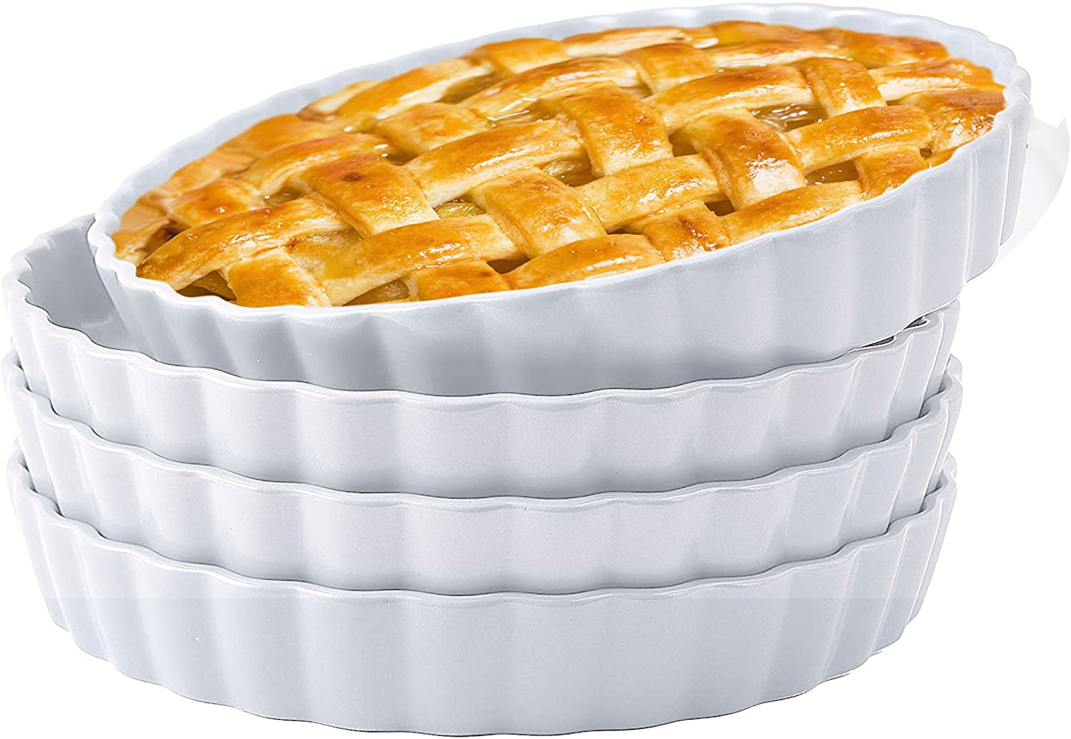 Bruntmor Ceramic Pie Pans Set 2 With Handles For Christmas Dinner