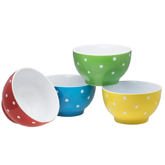 Bruntmor - Polka Dot Colorful Decorative Everyday Porcelain Ceramic Dinner