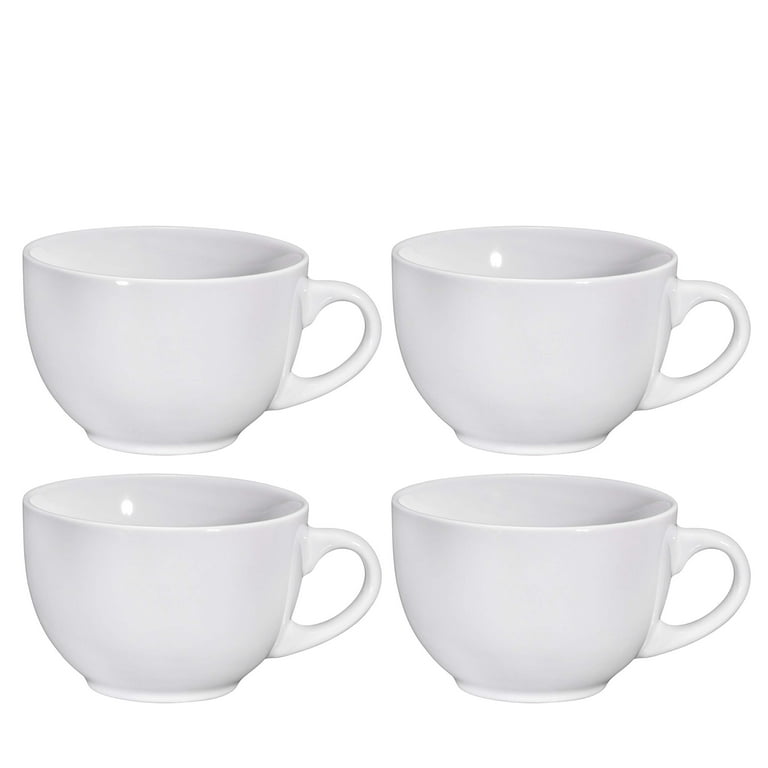 Bruntmor | Jumbo Soup Bowl and Cereal Mugs Wide Ceramic Mug Set of 4 24 Ounce, White