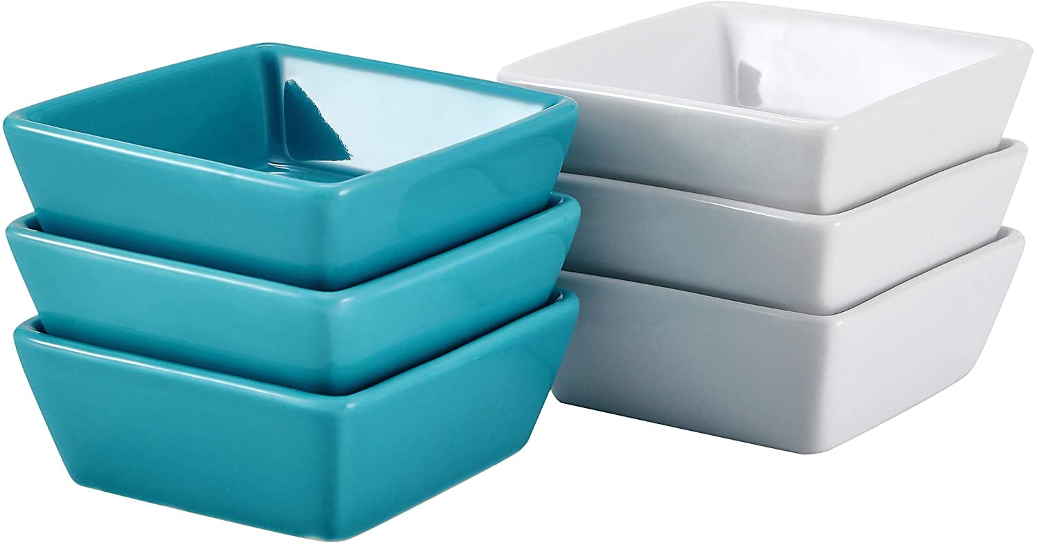 Bruntmor Porcelain Square Baking Ramekins, Souffle Creme Brulee Jams ...