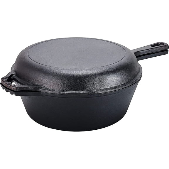 Bruntmor | Pre-Seasoned 2-In-1 Cast Iron Multi-Cooker Heavy Duty Skillet