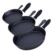 Bruntmor | Pre-Seasoned Cast Iron 3 Piece Skillet Bundle Frying Pan Camping