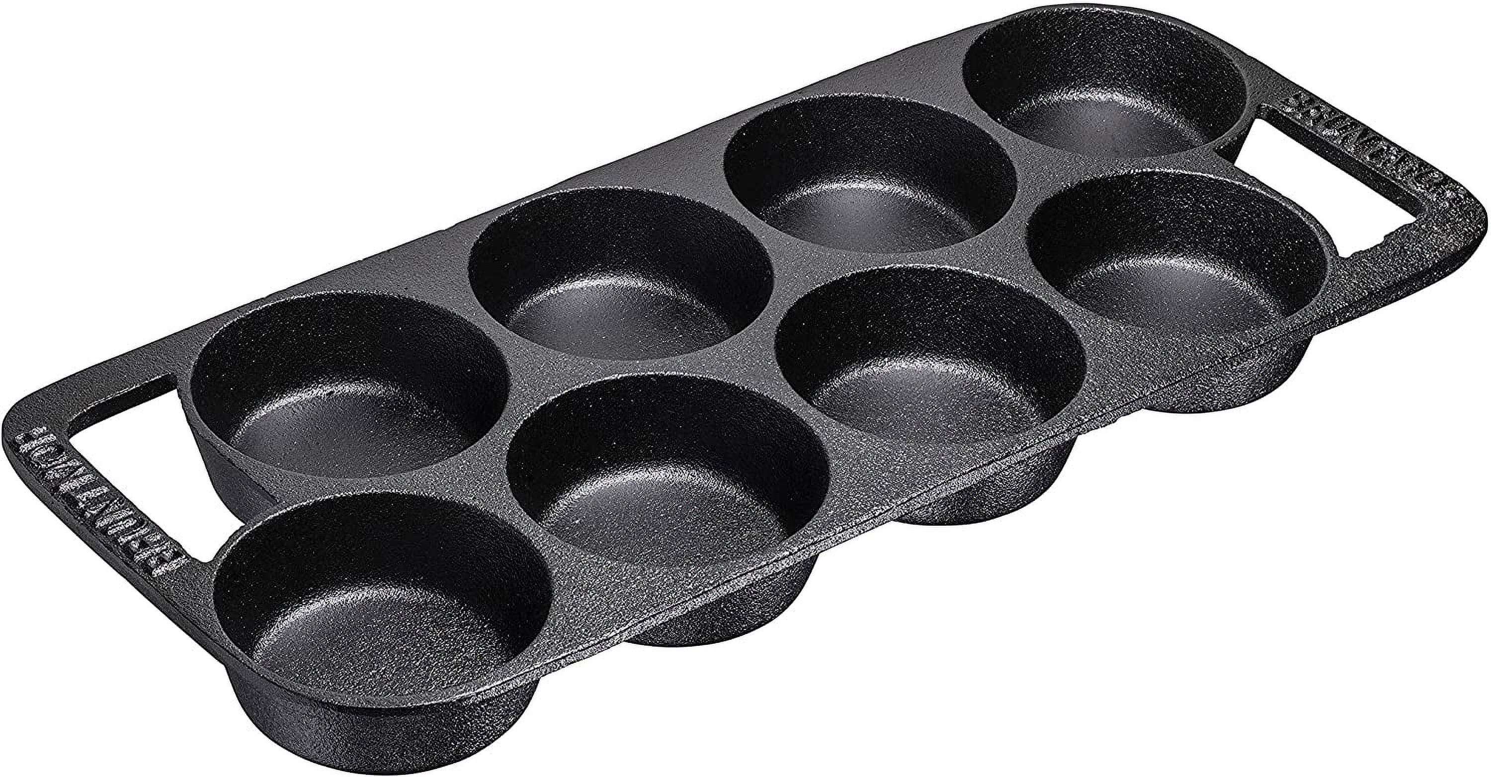Biscuit Pan - Pre-Seasoned Cast Iron Skillet for Baking Biscuits, Muffins,  Mini Cakes - with Silicone Trivet - by KUHA