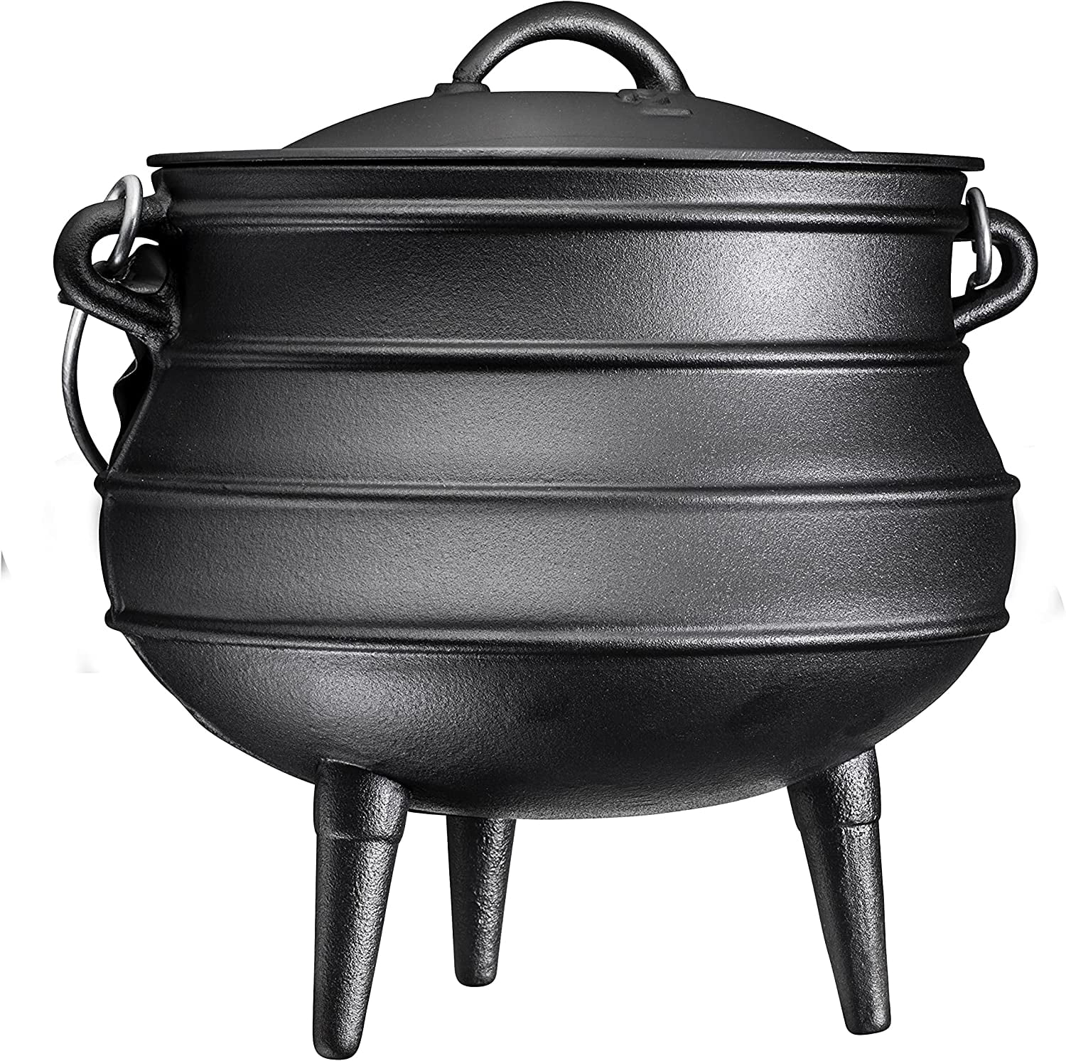 Bruntmor Pre-Seasoned Cast Iron Cauldron - Bruntmor African Potjie Pot with Lid - 3 Legs for Even Heat Distribution - Camping Dutch Oven Cookware for Over-the-Fire Cooking - 10 Quarts, X-Large