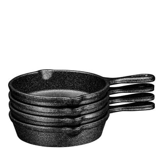 KUHA Mini Cast Iron Skillets 4” - 6-Pack of Pre-Seasoned Miniature Skillets  - with 6 Small Silicone Trivets and Cast Iron Scraper