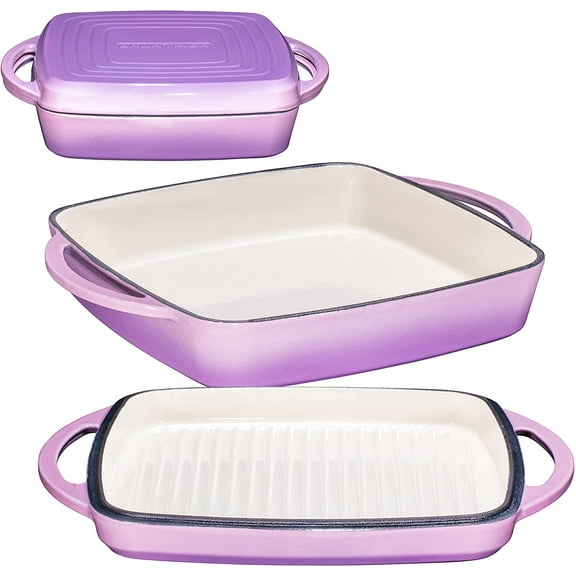 Bruntmor Purple Enameled Cast Iron 11 inch Square Baking Pan