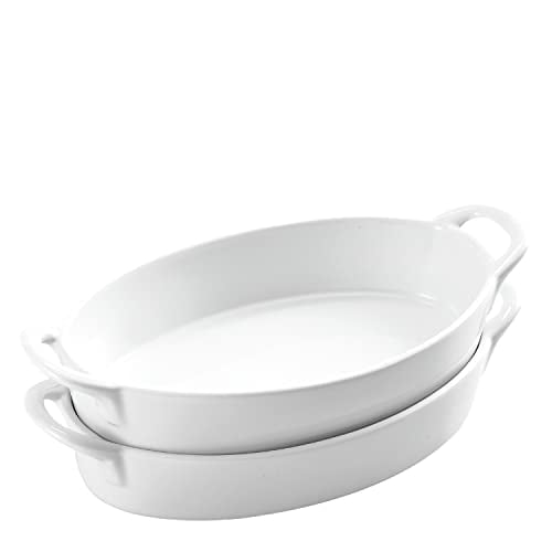 Bruntmor Set of 2 Oval Au Gratin 10" x 6" Baking Dishes, Lasagna Pan