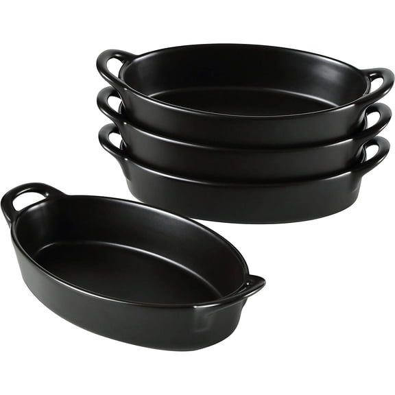 Bruntmor | Set Of 4 Oval Au Gratin Baking Dishes Lasagna Pan Ceramic