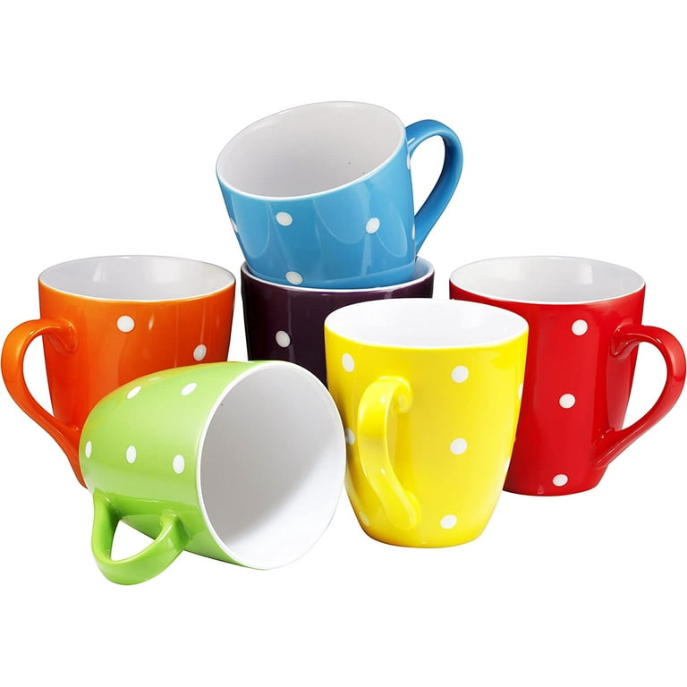 Coffee Mugs, Set of 6 Modern Colorful Cute Porcelain Mugs/Cups with Large  Handle