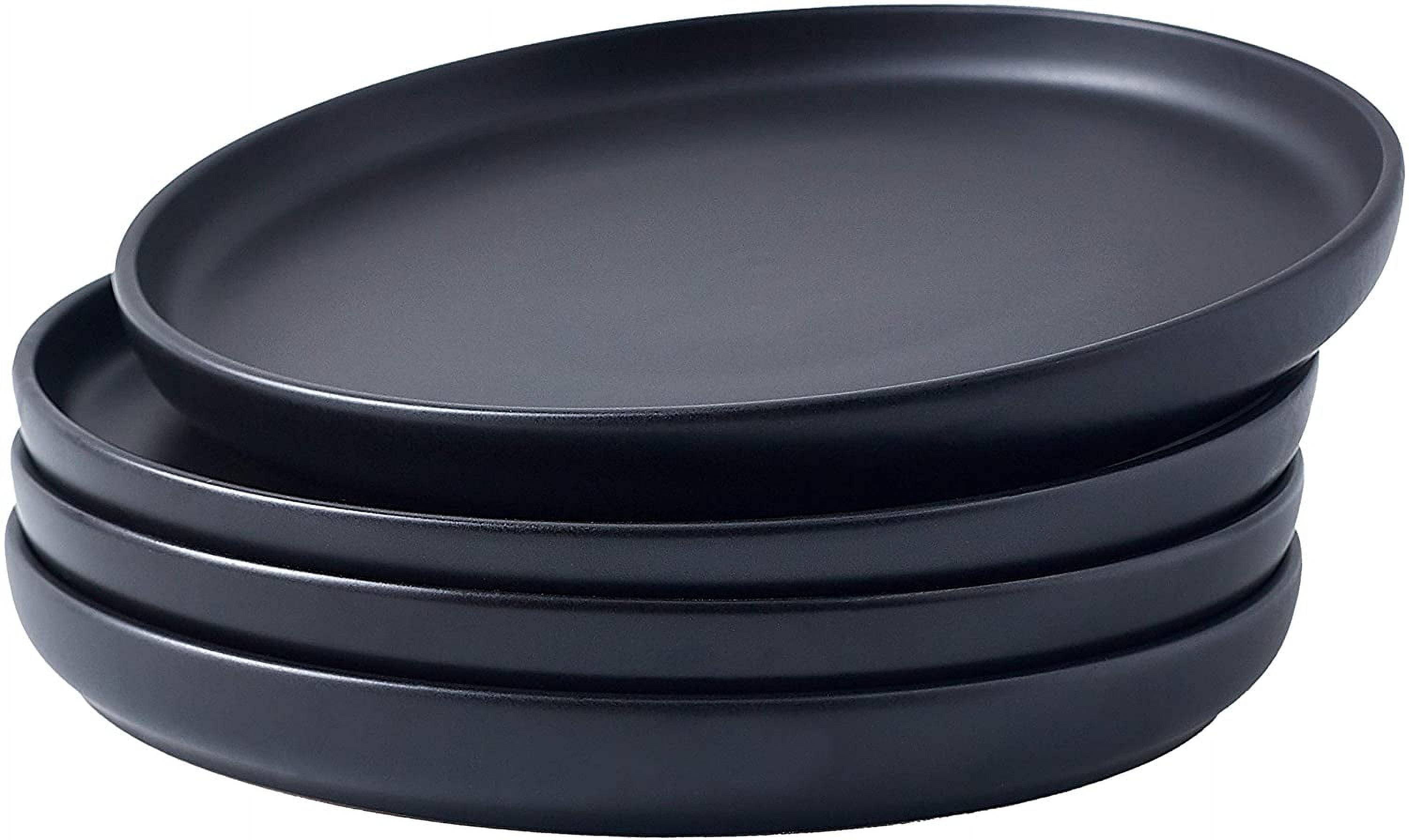 Elegant Black Hand-Painted Ceramic 11" Dinner Plates Set of 4