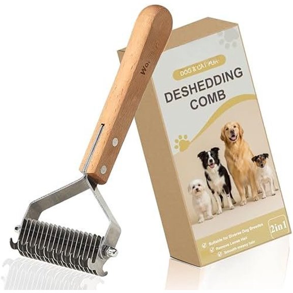 Brush 2-in-1 - Undercoat Rake & Dematting Tool, Effective Shedding Control for Detangling   Sizes