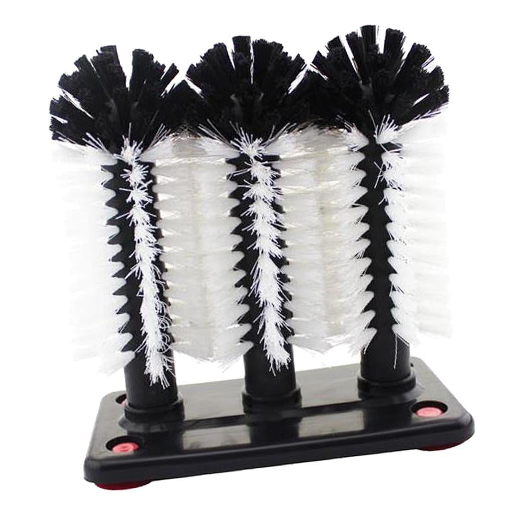 Brush, 3 Brush Glass Washer Triple rinser , Cup Mug Washer Brush, Glass Brushes for Washing Glasses for Home kitchen counter - as described+as described, B B