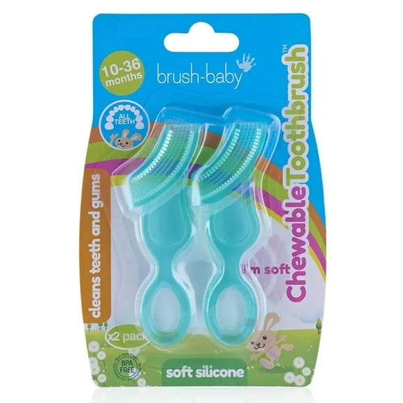 Brush-Baby Silicone Soft Toothbrush for Baby and Infant Oral Care, 10-36 Months, Double Pack