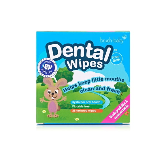 Brush-Baby Dental Wipes, Biodegradable Baby Gum and Tooth Wipes for Newborns and Toddlers, Pack of 28