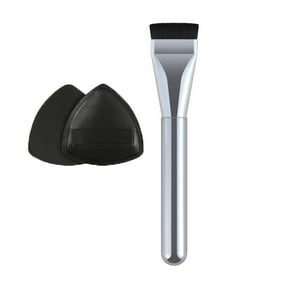 Brush Beauty Tools for Facial Makeup Triangular Powder Puff Line Foundation Brush Flat Sponge Concealer Precision Light and Seamless Finish, 5.1*1.06 in, Silver