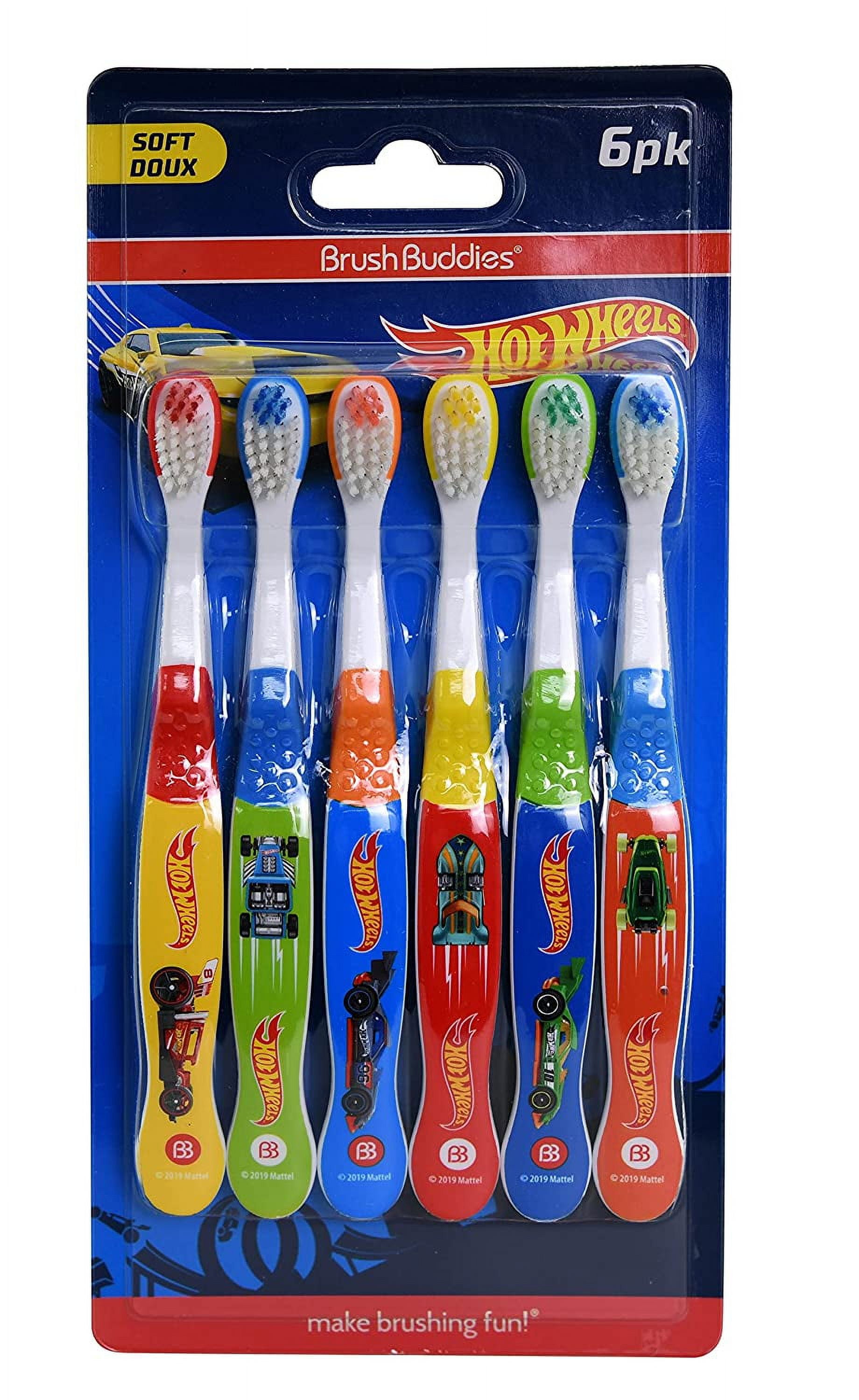 Brush Buddies 6Pack Hot Wheels Toothbrush for Kids, Kids Battery