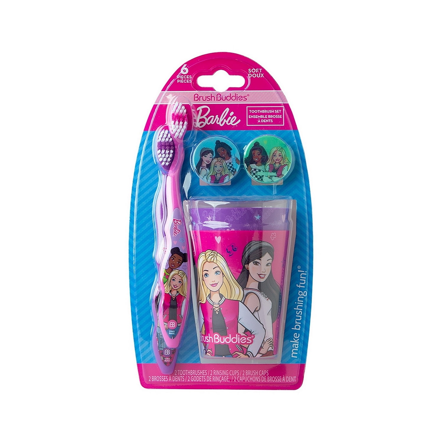 Brush Buddies Barbie Manual Toothbrush, 6 pcs