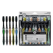 Brush Buddies Charcoal Complete Clean Toothbrushes with Soft Bristles, 10 Pack