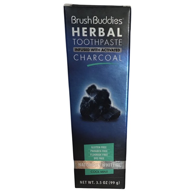 Brush Buddies Herbal Toothpaste, Infused with Activated Charcoal, Cool