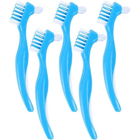Brush Cleaner Teeth Cleaning Brush Cleaner: 5pcs Double Head False Teeth Toothbrush Portable Cleaning Tools Brush Cleaner