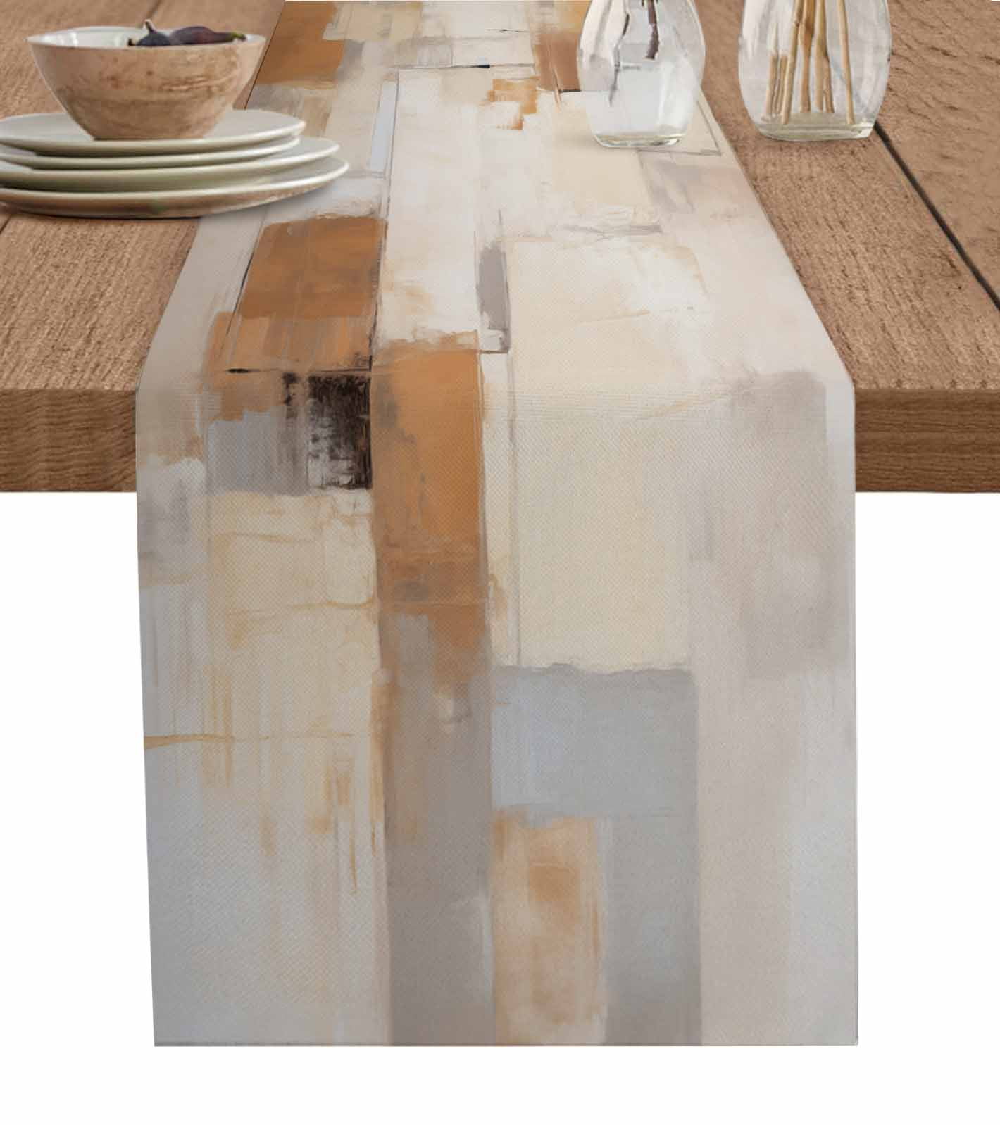 Brush Color Block Abstract Watercolor Grain Table Runner ration Home r ...
