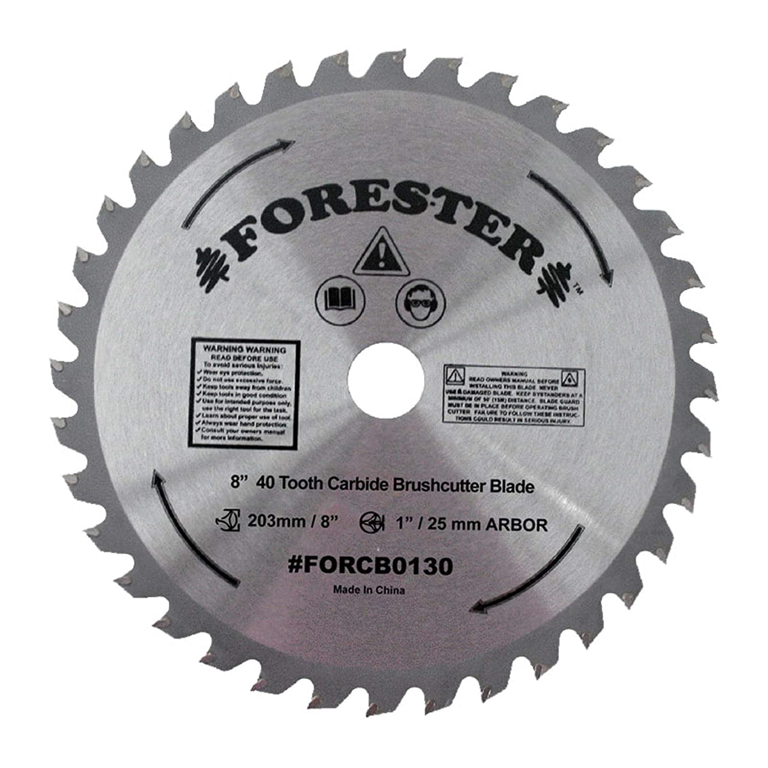 Brush Cutter Blade Forester 8Inch x 40 Tooth Carbide Tip Metal
