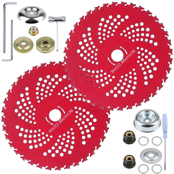 Brush Cutter Blades 36-Tooth Carbide Tipped 2-Pack 9-Inch