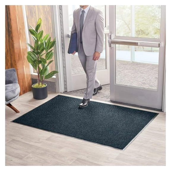Brush Dry Indoor/Covered Outdoor Entrance Floor Mat, 3' Width x 4' Length, Blue
