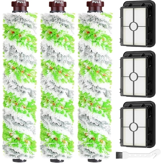 Brush Filter Replacement Compatible with Bissell CrossWave Pet Pro All in One, 3 Multi-Surface Brush Roll 1868 + 3 Vacuum Filter 1866 Vacuum Filter, Compare to Part 1608683, 160-8683, 1608684