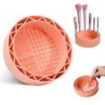 thumbnail image 1 of Brush Holder & Bowl Cleaning Tool, Orange, 1 Piece - Makeup Brush Cleaner Mat with Drying Rack Silicone Makeup Brush Cleaning Mat Scrubber Bowl Make up Brush Cleaner Pad for Cosmet Makeup Organizers, 1 of 6