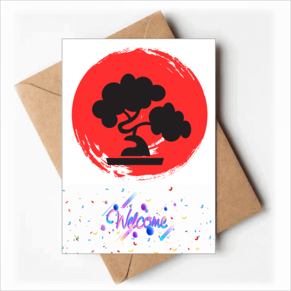Brush Japan Pattern Welcome Back Greeting Cards Envelopes Blank