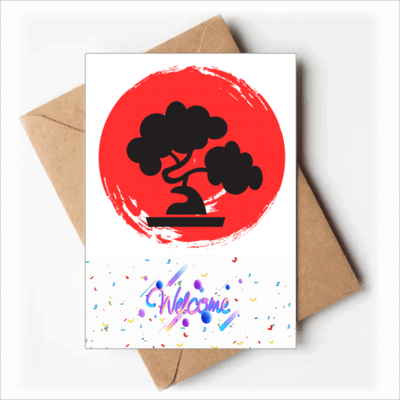 Brush Japan Pattern Welcome Back Greeting Cards Envelopes Blank