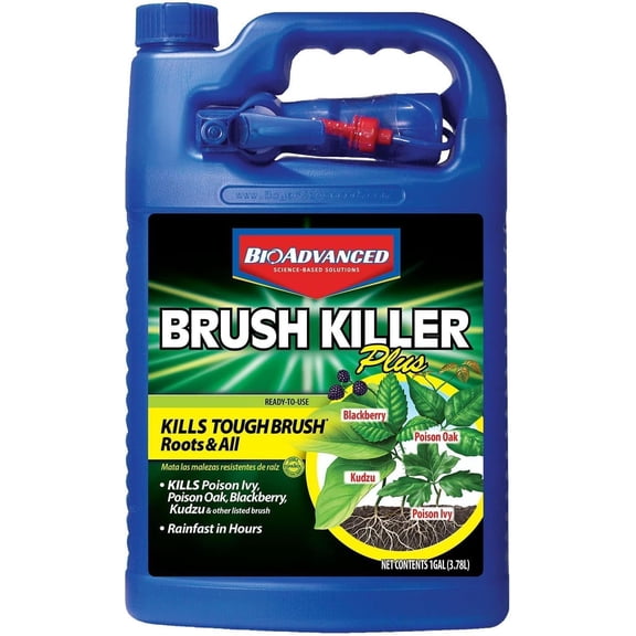 Brush Killer Plus Spray - Kills Tough like Poison Ivy Visible Results in 1-6 Weeks Rainproof 4 Hours 1 gal Bottle