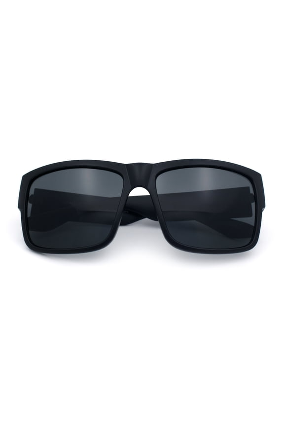 Brush Kush Graffiti Logo Rectangle Sport Horn Rim Plastic Sunglasses Matte Black Silver Logo