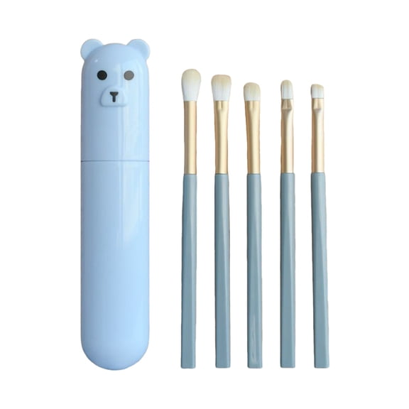 Brush Makeup Set Eye Shadow Tools for Precise Application and Blending – 5 Piece Eye Makeup Brush for, 5.91 in, Blue