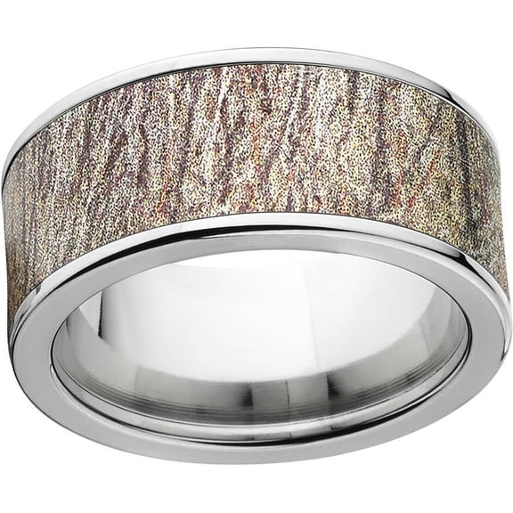 Brush Men's Camo 10mm Stainless Steel Band with Polished Edges and Deluxe Comfort Fit