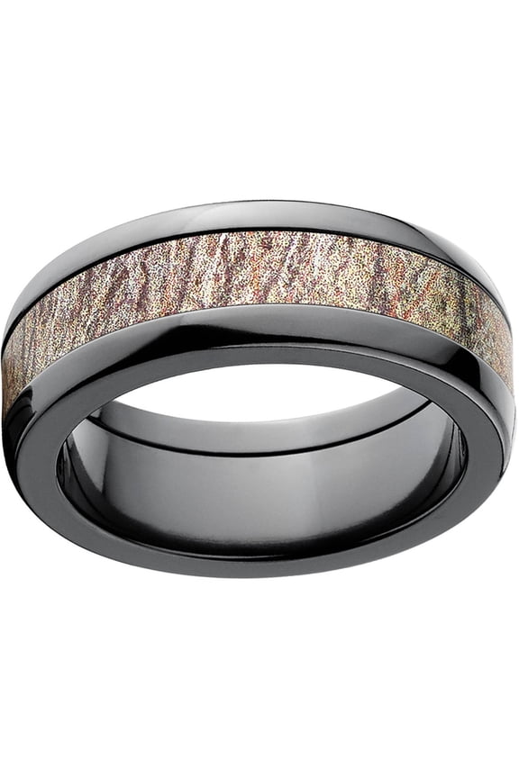 Brush Men's Camo 8mm Black Zirconium Band with Polished Edges and Deluxe Comfort Fit