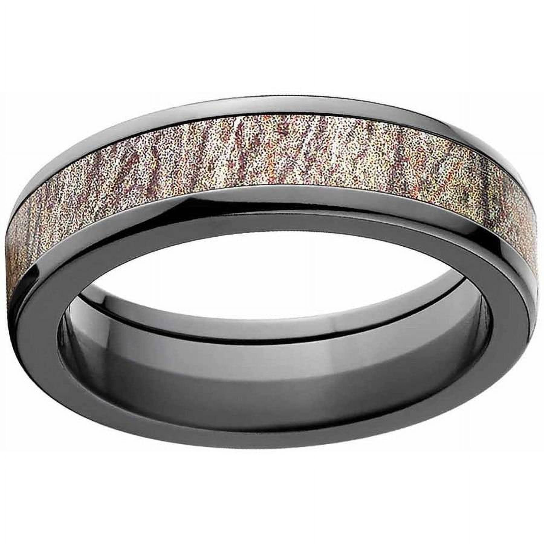 Brush Men's Camo Black Zirconium Ring with Polished Edges and Deluxe Comfort Fit