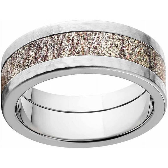 Brush Men's Camo Stainless Steel Ring with Hammered Edges and Deluxe Comfort Fit
