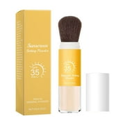 Brush On Mineral Sunscreen Powder, SPF 35 Face Powder Scalp Sunscreen, Natural Setting Powder Makeup, Face Sunblock Travel Size, Oil Control, Breathable for All Skin(8G/0.28OZ,1PC)