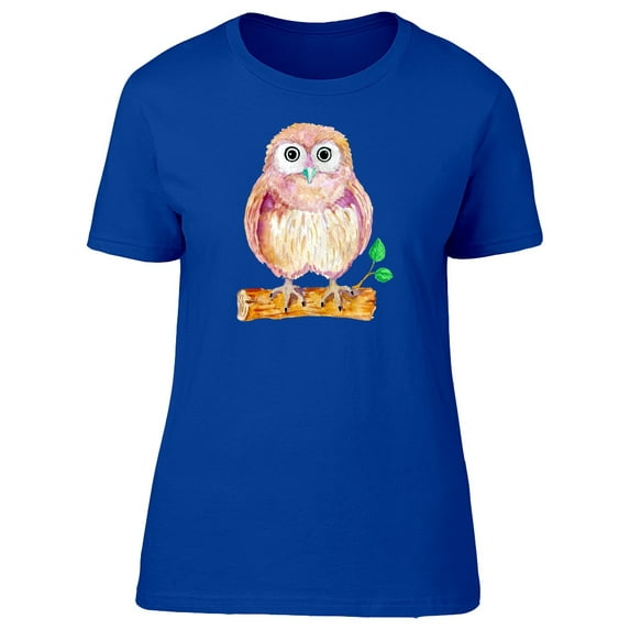 Brush Painted Owl On Branch Tee Women's -Image by Shutterstock