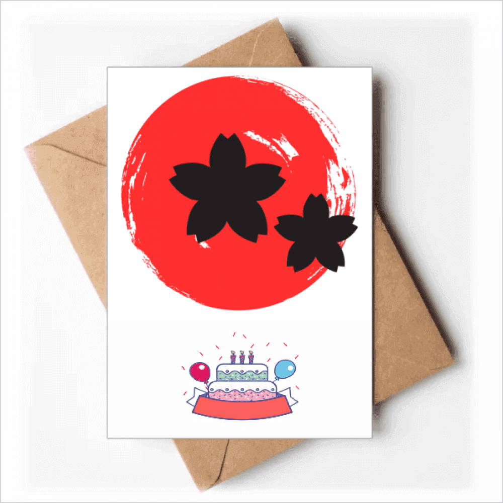 Brush Painting Japan Happy Birthday Greeting Cards Envelopes Blank