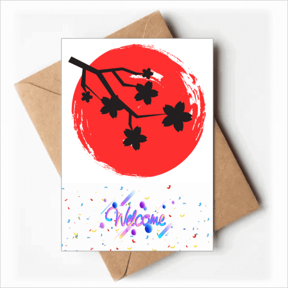 Brush Painting Japan Pattern Welcome Back Greeting Cards Envelopes Blank