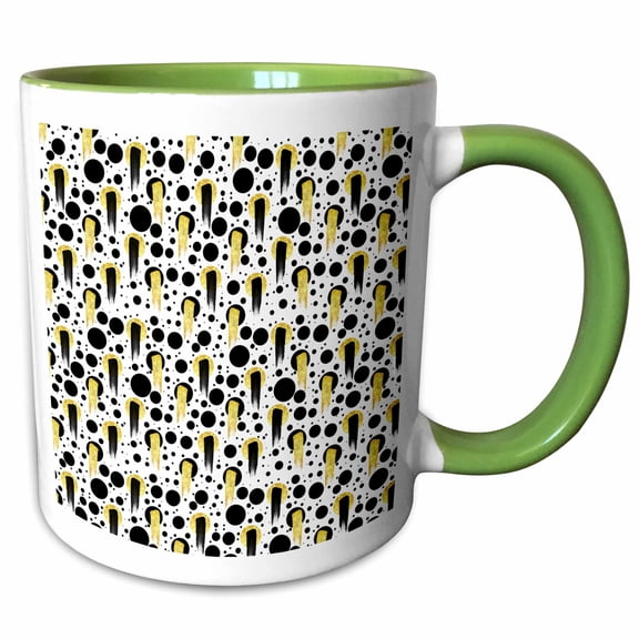 3drose, Brush Strokes, Circles, Black, Image of Gold, Modern, Contemporary, 15oz Two-tone Green Mug