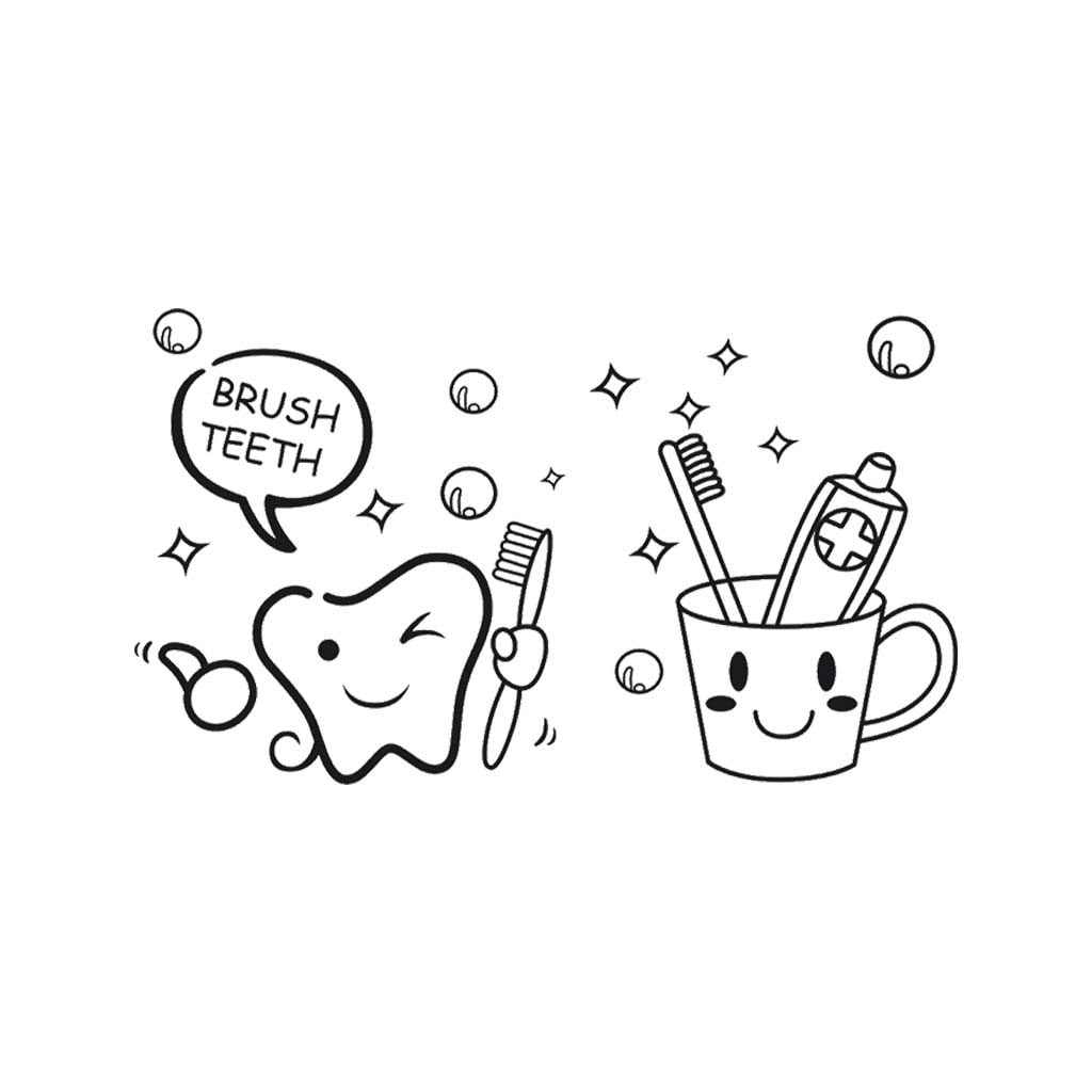 Brush Teeth Background Wall Sticker Window Home Decal Decoration Little