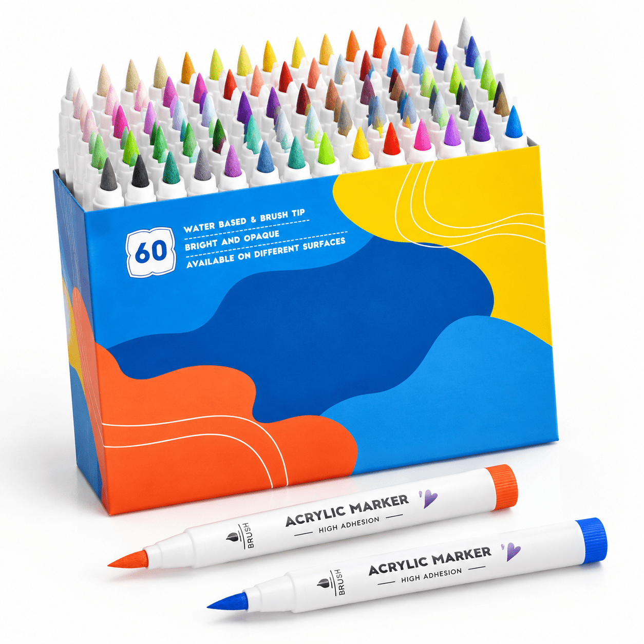 Brush Tip Markers Set, Basic Series60A, 60 Colors, Water-Based Ink for ...