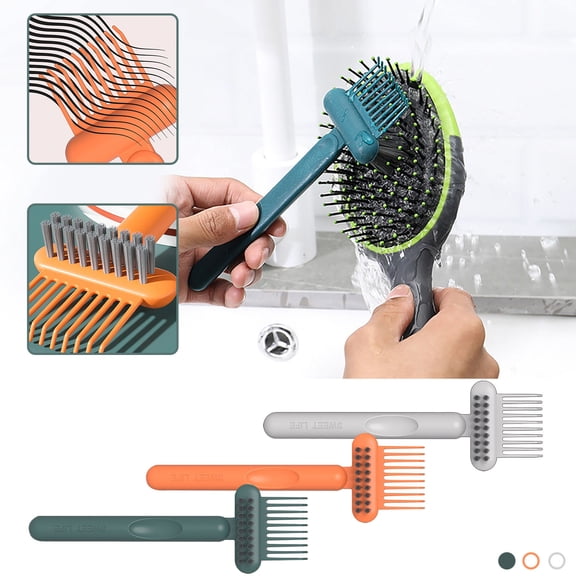 Brush Tool, Brush Cleaner with Handle, Nylon Bristles, Brush Lint Picker, 7X2 Inch (Navy) Detangler Brush Cleaner with Easy Grip Handle, Safely Removes Tangled and Lint from All