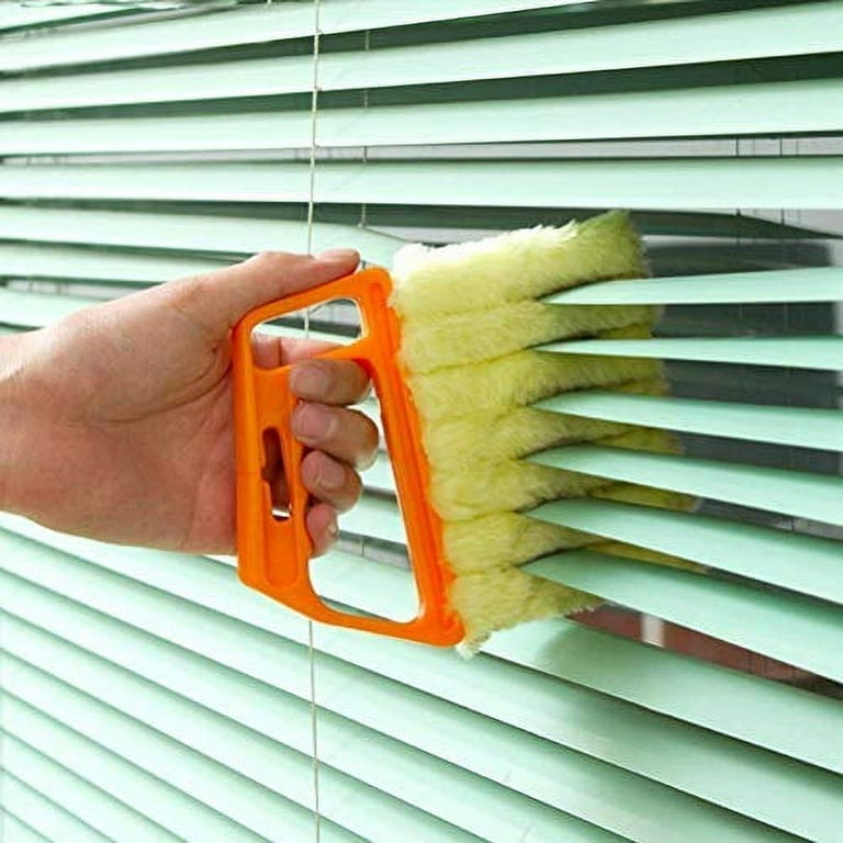 Integral Brush Venetian Blind Cleaner Window Cleaner Brush 7 Slat Removable Washable Dust Collector Microfiber Cleaning Cloth Tools for Window Shutters Air