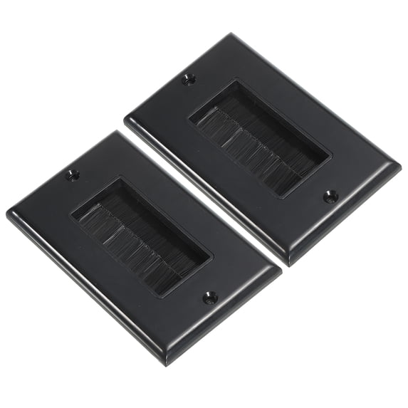 Brush Wall Plate Decoration Wall Panel Single Gang 114mmx70mm Black 2 Pcs