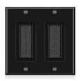 thumbnail image 1 of Brush Wall Plate - Double 2 Gang Cable Entry Access Brush Bristles Style Strap Opening Port Insert Socket Wiring Plug Jack Decorative Face Cover Outlet Mount Panel (Black), 1 of 9